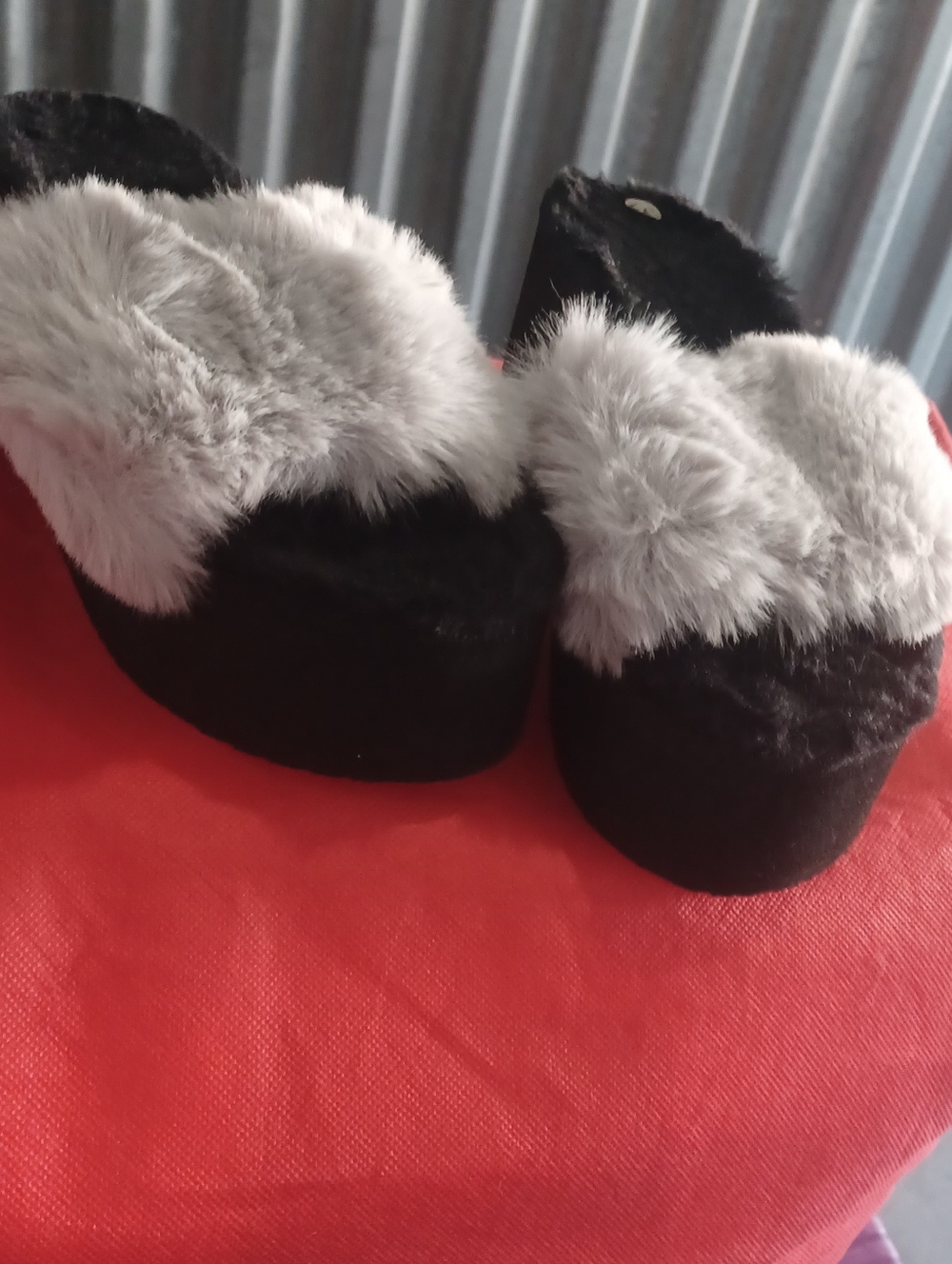 New Platform Faux Fur Slides